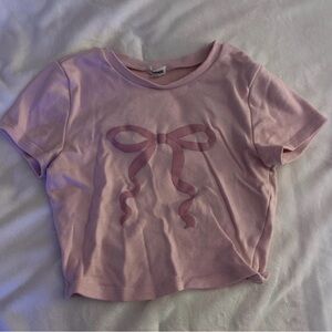 Garage Pink Bow Graphic Crop Top